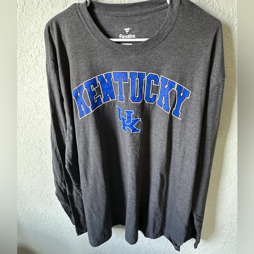 Men’s 2XL Kentucky Wildcats FANATICS Charcoal Long Sleeve T-Shirt NEW